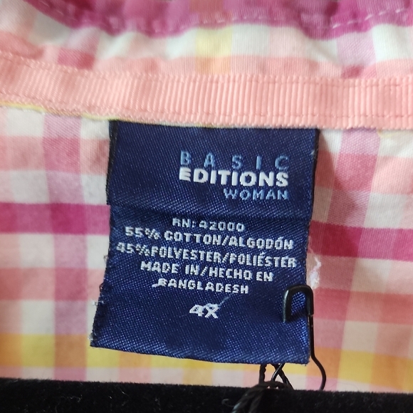 Basic Editions Pink and Yellow Checkered Shirt - Picture 2 of 3